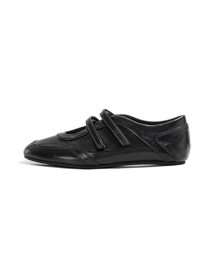 Crisscross-Strap Red Leather Flats