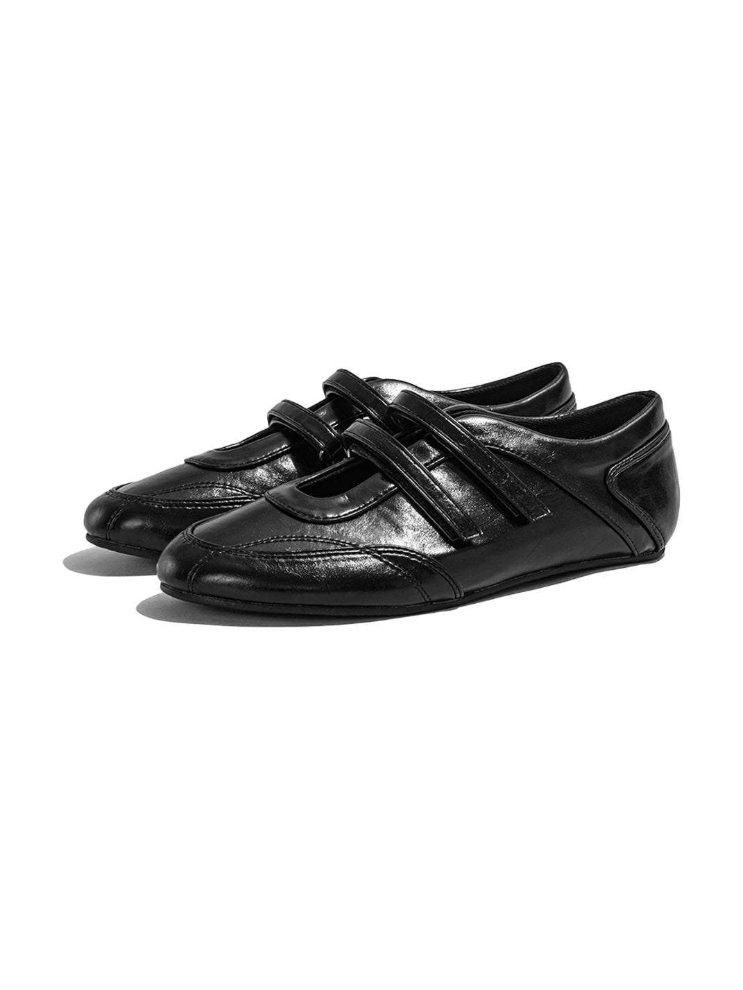 Crisscross-Strap Red Leather Flats