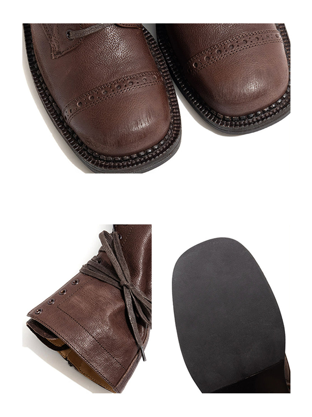 Distressed Leather Mid-Calf Combat Boots