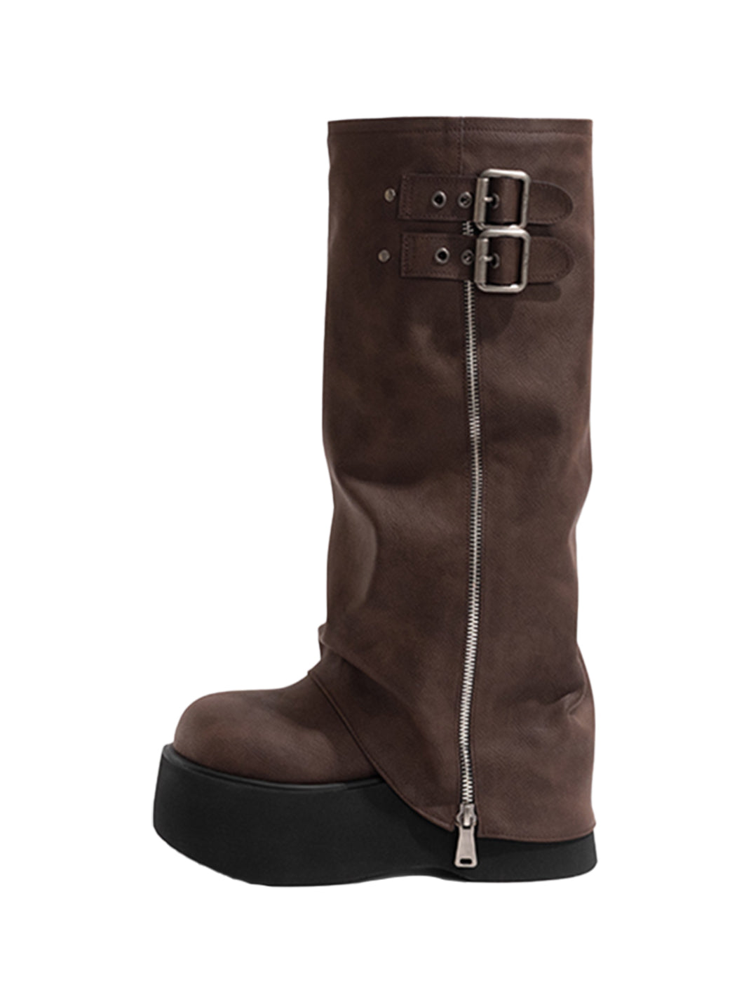 Side-Zip Knee-High Platform Boots