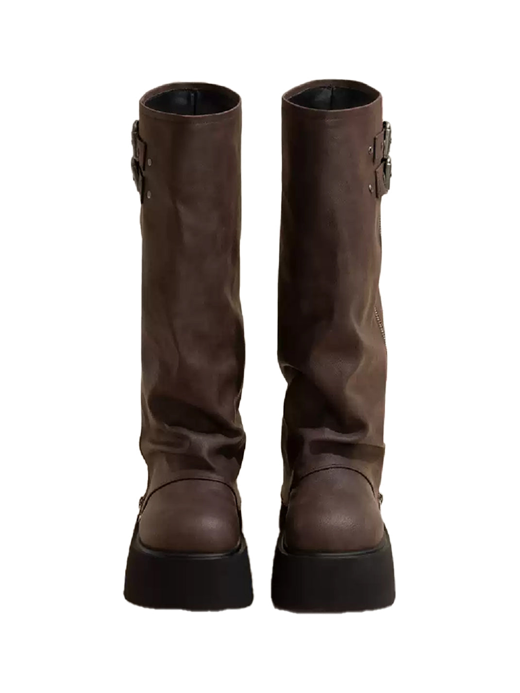 Side-Zip Knee-High Platform Boots