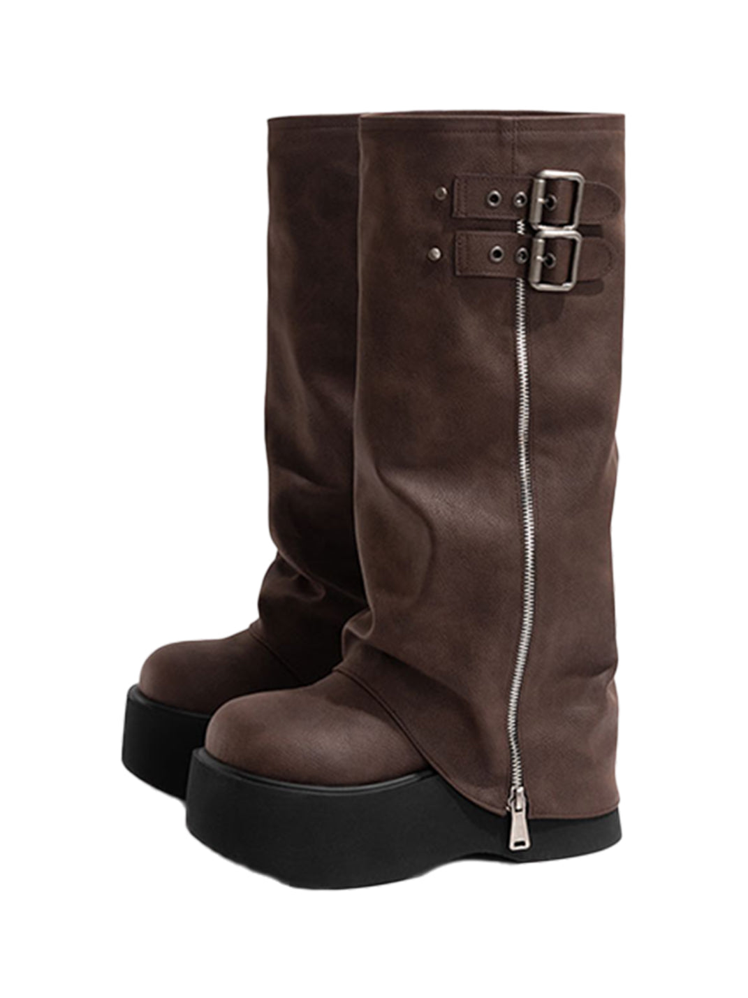 Side-Zip Knee-High Platform Boots