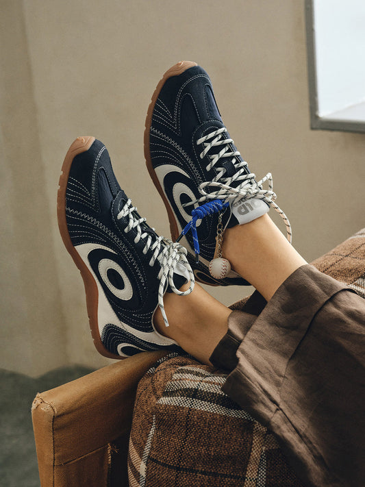 Navy Swirl-Panel Low-Profile Trainers