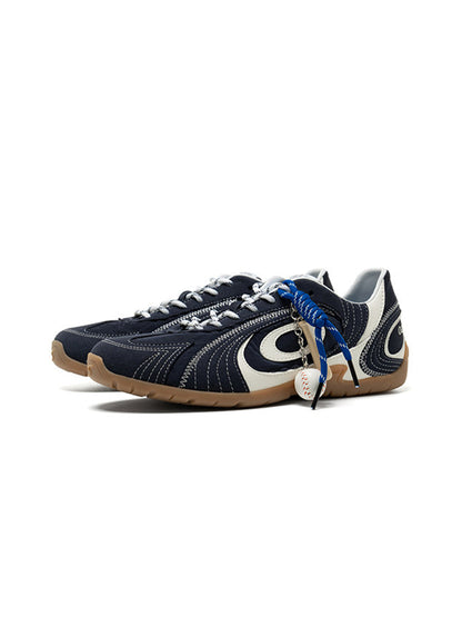 Navy Swirl-Panel Low-Profile Trainers