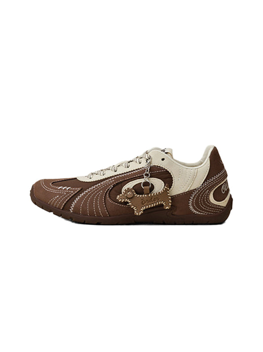 Brown Swirl-Panel Retro Trainers