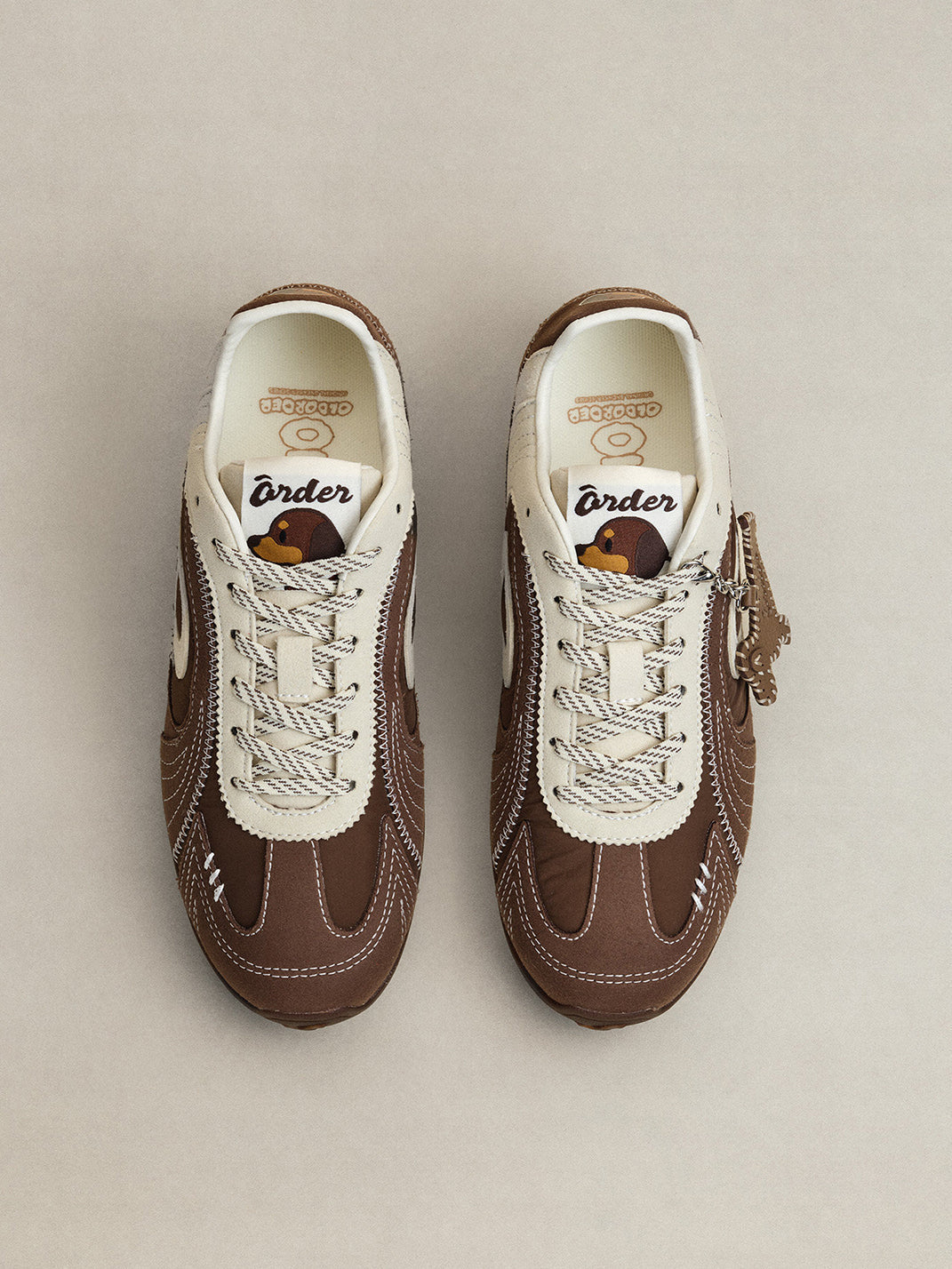 Brown Swirl-Panel Retro Trainers