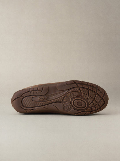 Brown Swirl-Panel Retro Trainers
