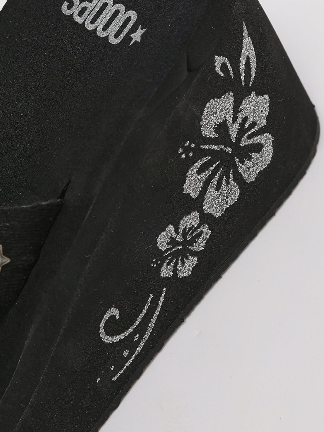 Floral-Embroidered Platform Flip-Flops