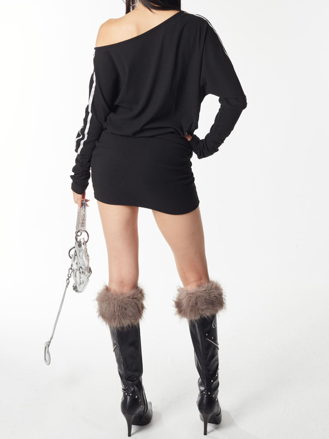 Plush-Cuff Pointed-Toe Knee-High Boots
