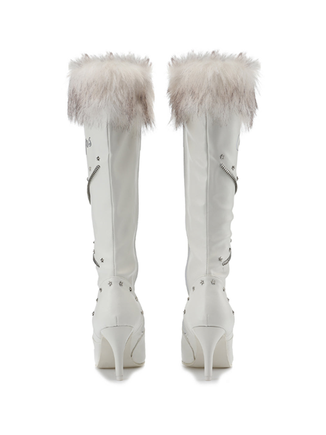 Plush-Cuff Pointed-Toe Knee-High Boots