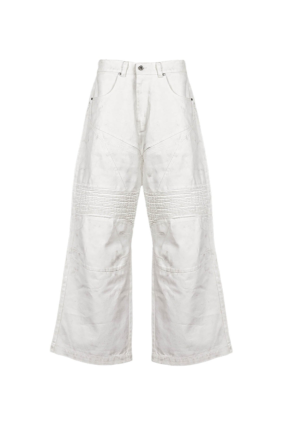 UNDERWATER Infernal Gaze Crinkled Waxed Wide-Leg Pants White