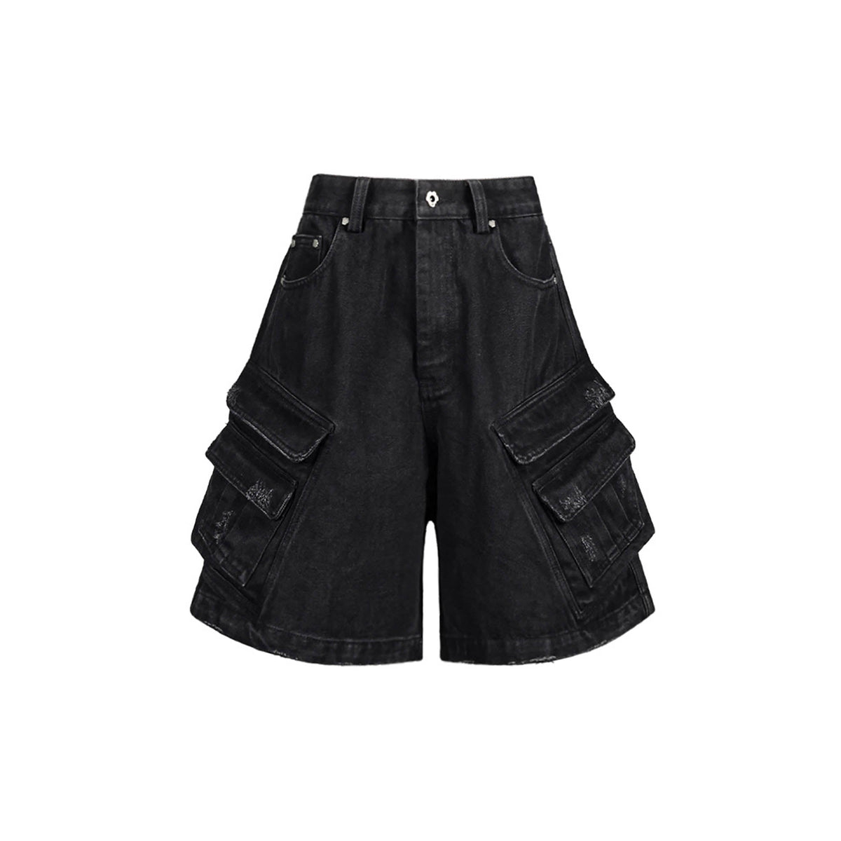 UNDERWATER Layered-Pocket Distressed Denim Shorts