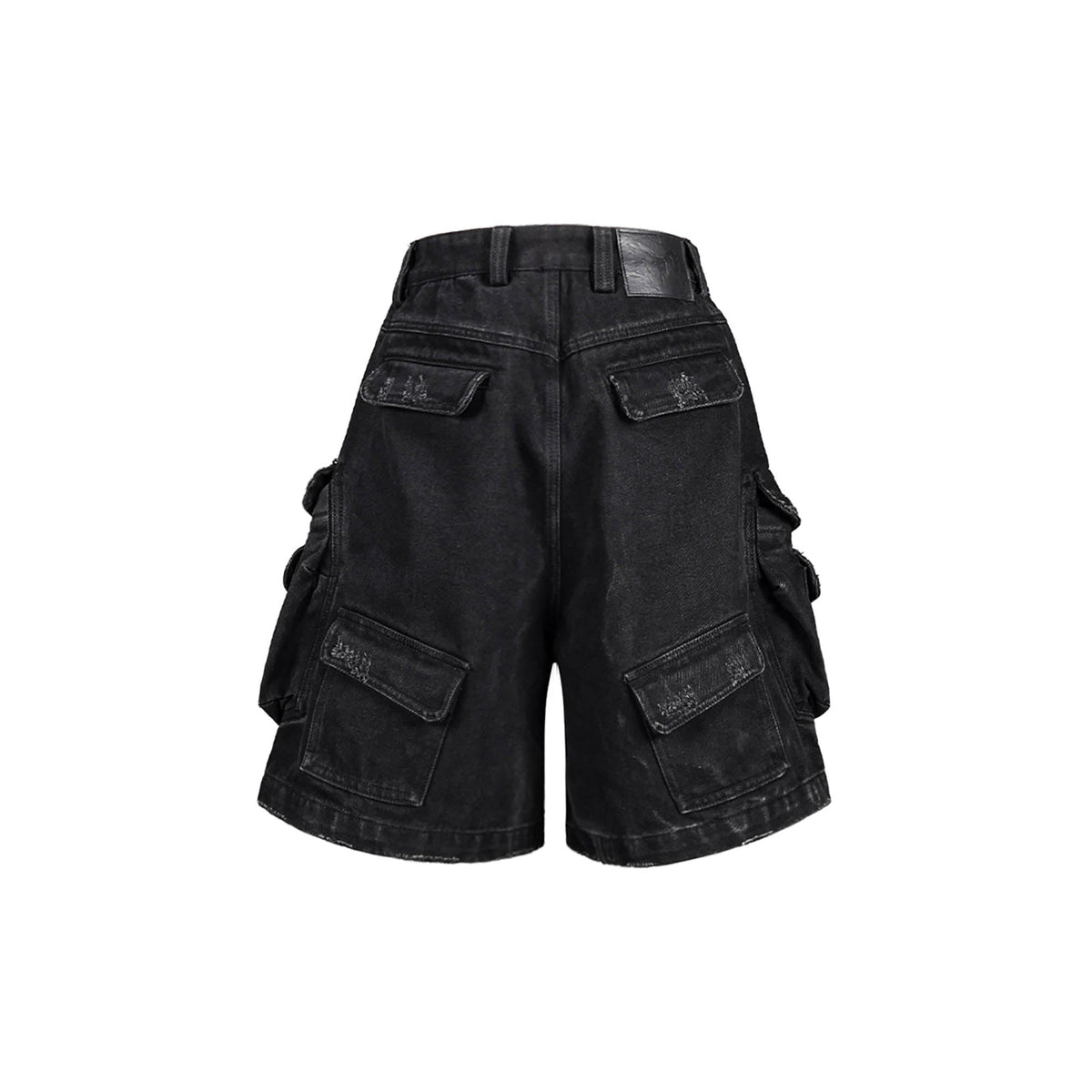 UNDERWATER Layered-Pocket Distressed Denim Shorts