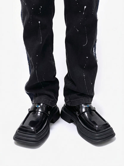 Hardware-Trim Split-Sole Platform Loafers