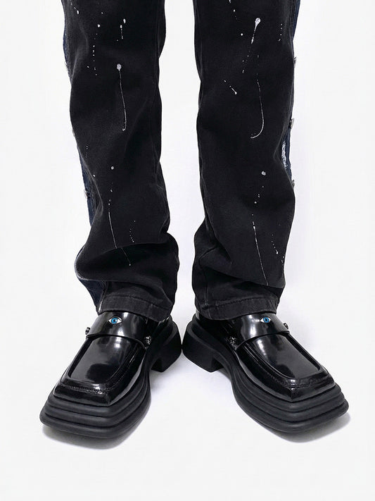 Hardware-Trim Split-Sole Platform Loafers