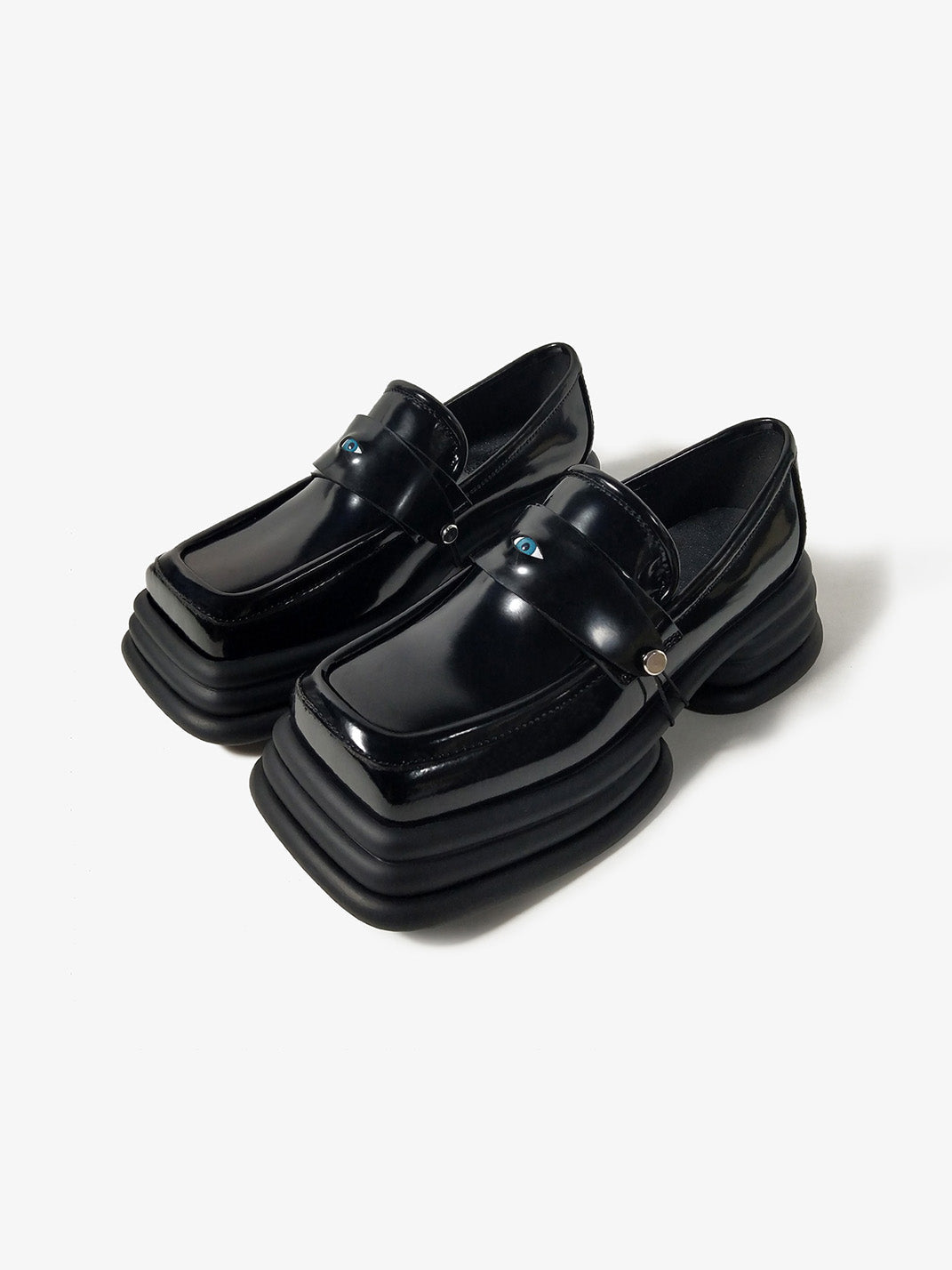 Hardware-Trim Split-Sole Platform Loafers