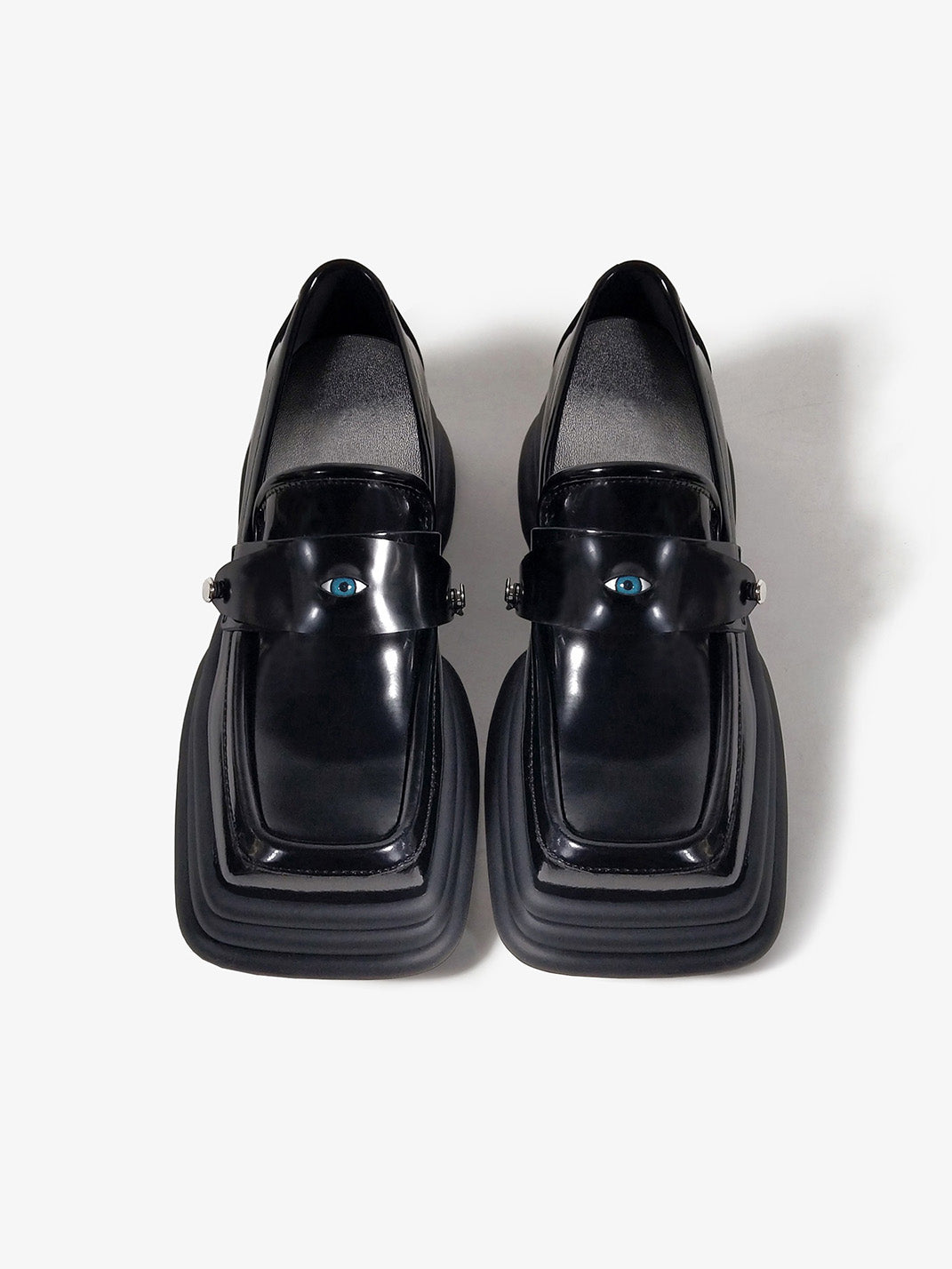 Hardware-Trim Split-Sole Platform Loafers