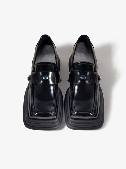 Hardware-Trim Split-Sole Platform Loafers