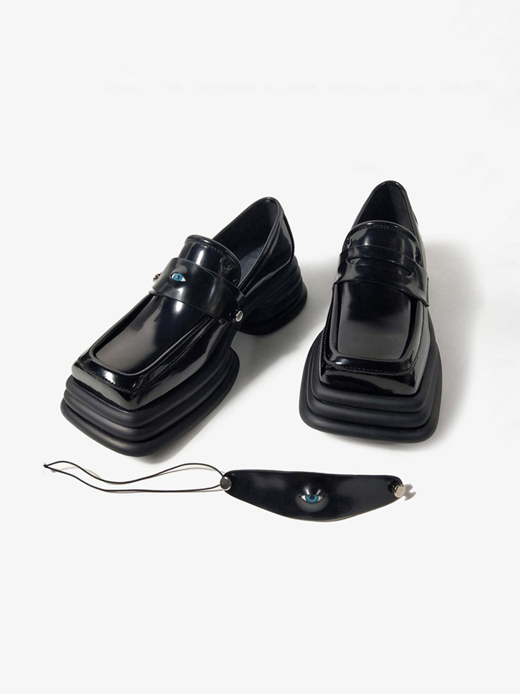 Hardware-Trim Split-Sole Platform Loafers