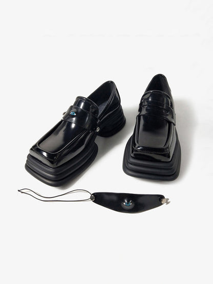 Hardware-Trim Split-Sole Platform Loafers