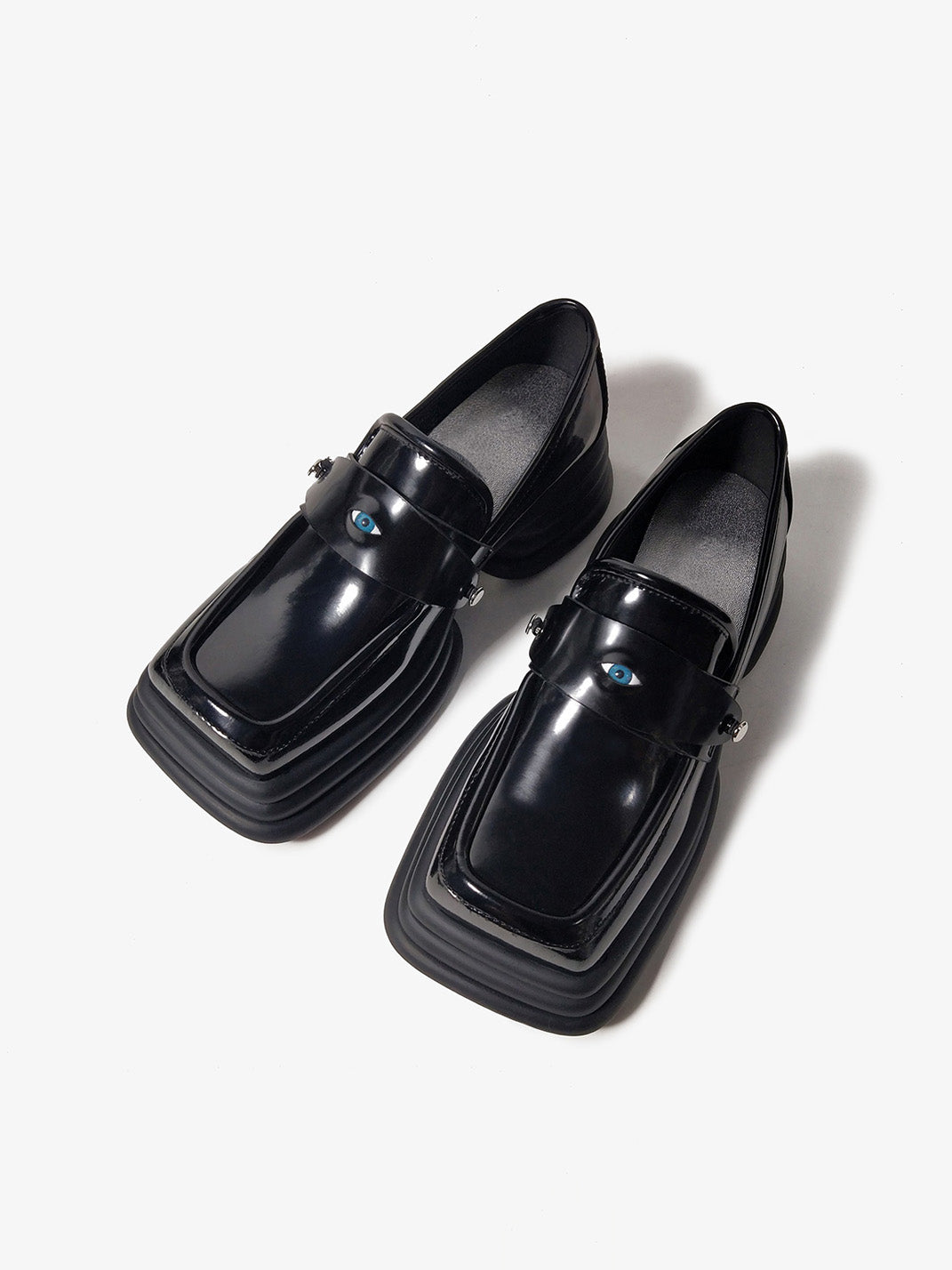 Hardware-Trim Split-Sole Platform Loafers