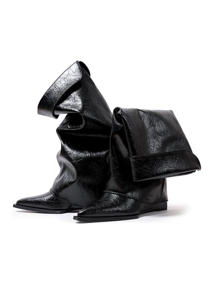 Chain-Trim Pointed-Toe Riding Boots
