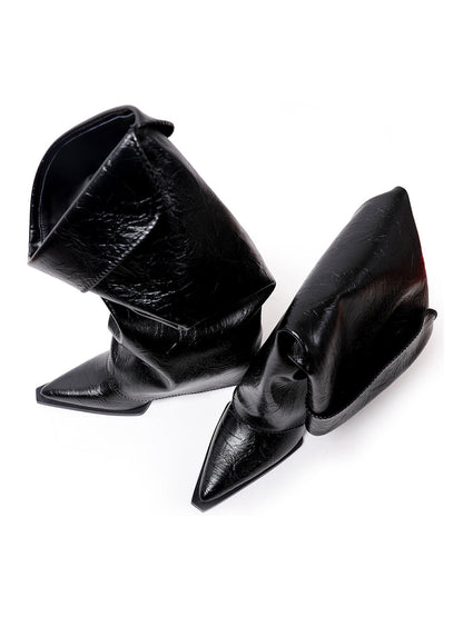 Chain-Trim Pointed-Toe Riding Boots