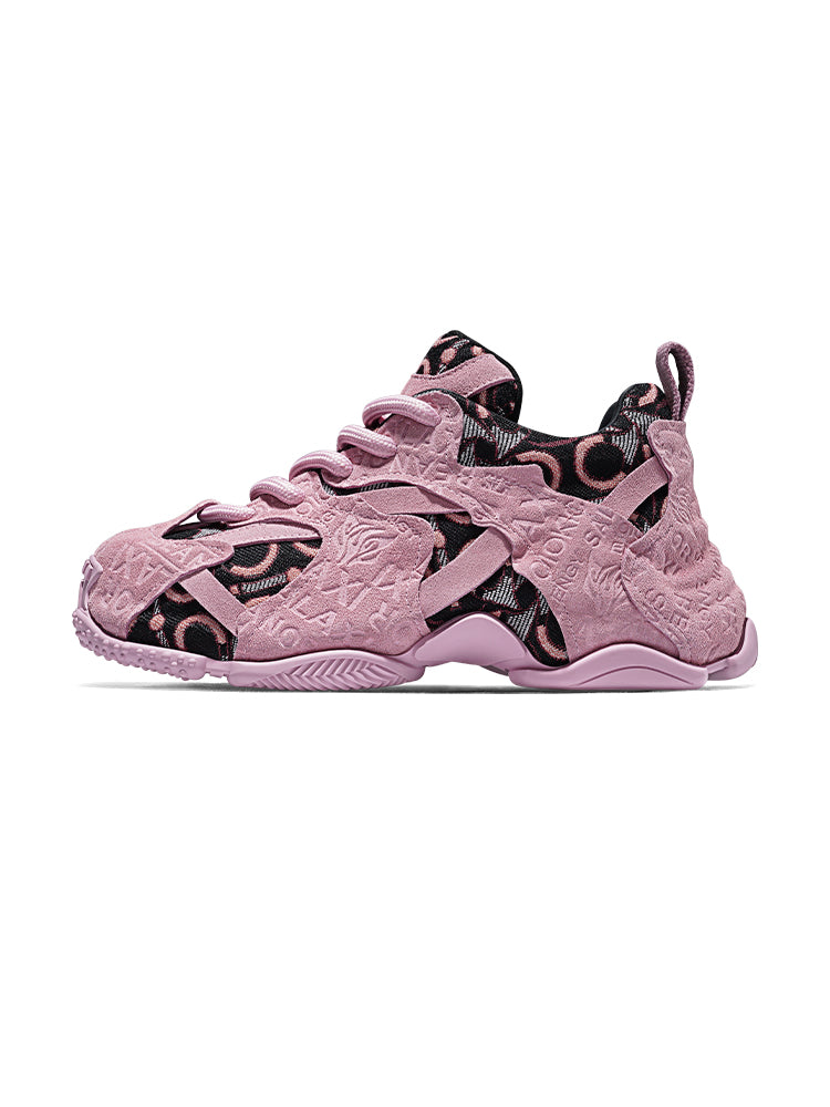 Pink Embroidered Chunky Dad Sneakers