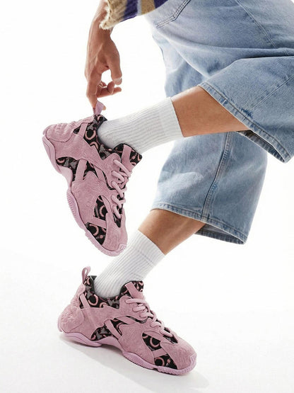 Pink Embroidered Chunky Dad Sneakers