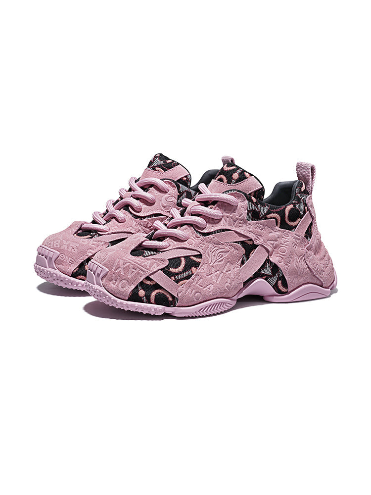 Pink Embroidered Chunky Dad Sneakers