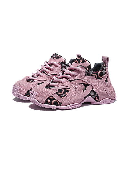 Pink Embroidered Chunky Dad Sneakers