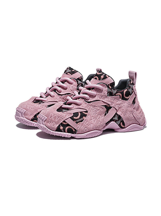 Pink Embroidered Chunky Dad Sneakers