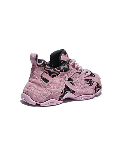 Pink Embroidered Chunky Dad Sneakers