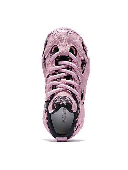 Pink Embroidered Chunky Dad Sneakers