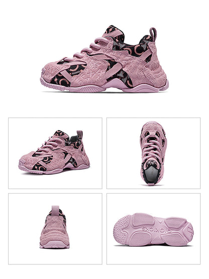 Pink Embroidered Chunky Dad Sneakers