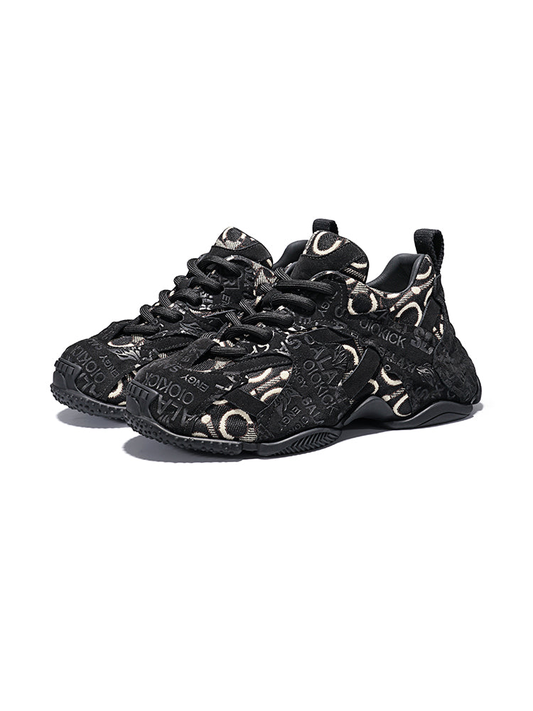 Pink Embroidered Chunky Dad Sneakers