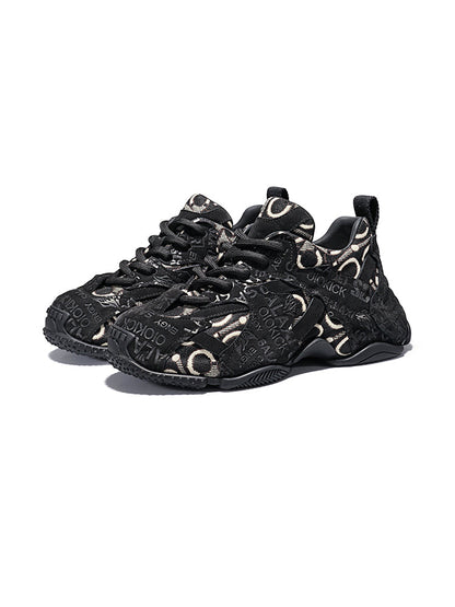 Pink Embroidered Chunky Dad Sneakers