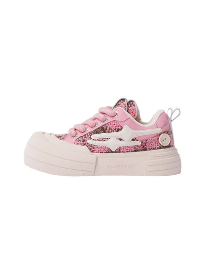 Pink Glitter Smile Platform Sneakers