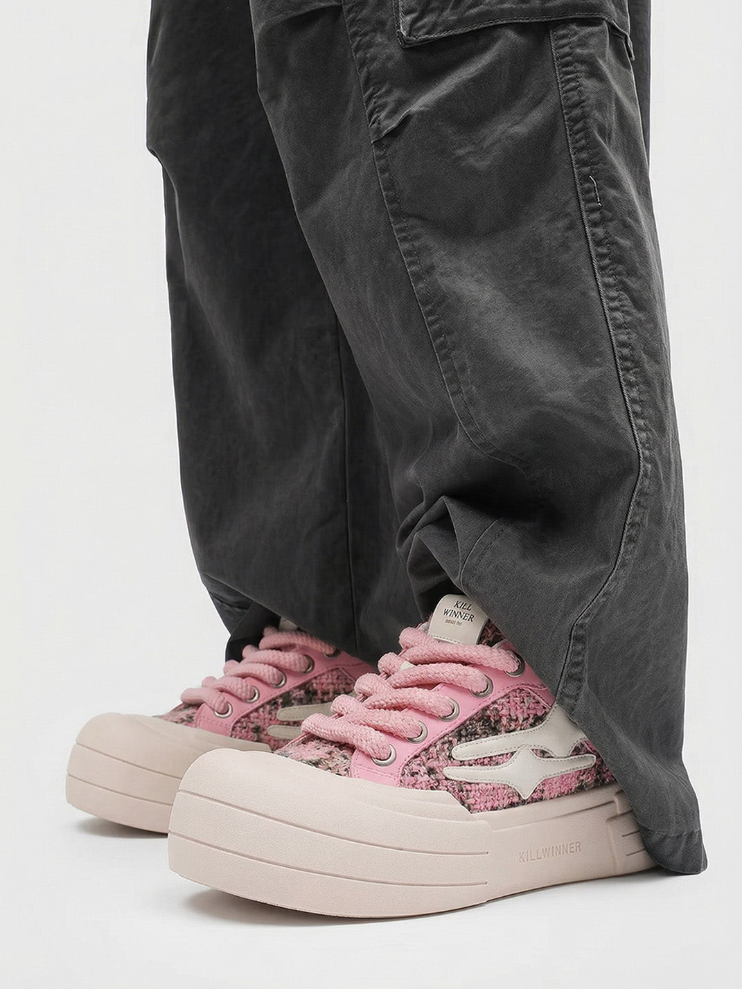 Pink Glitter Smile Platform Sneakers
