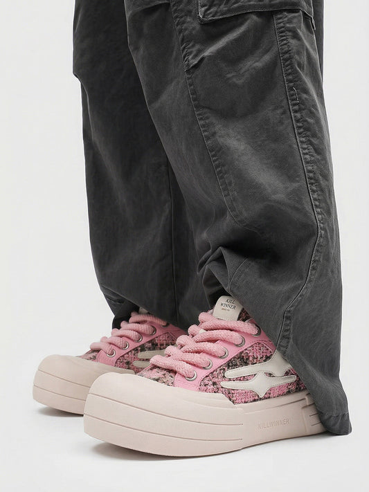 Pink Glitter Smile Platform Sneakers
