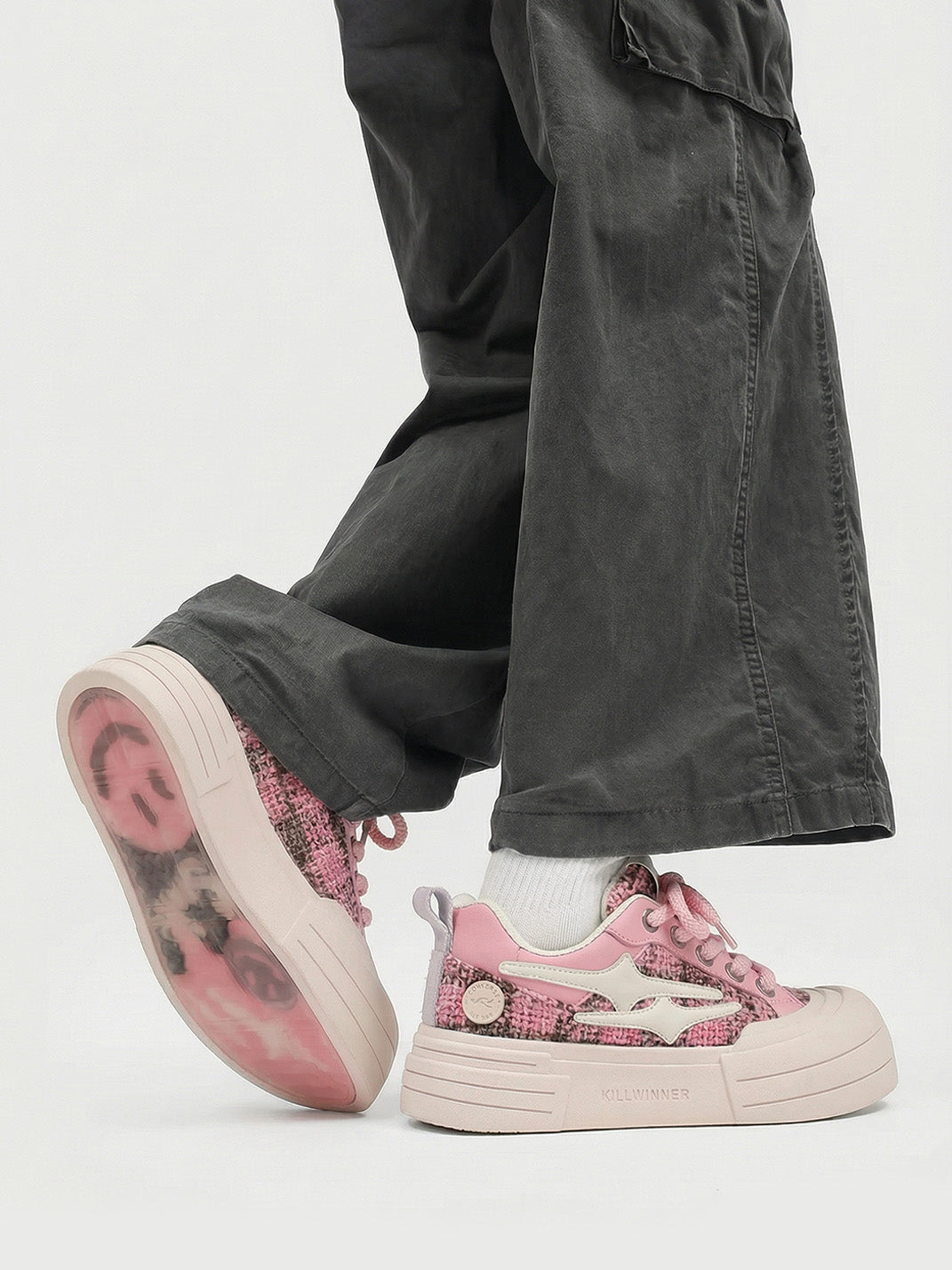 Pink Glitter Smile Platform Sneakers