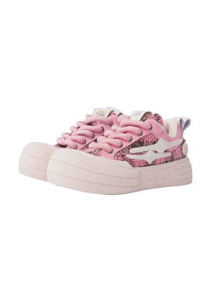 Pink Glitter Smile Platform Sneakers