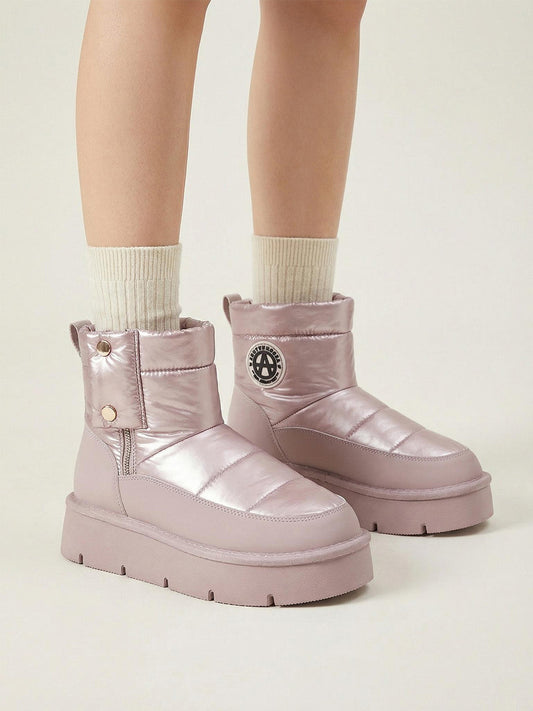 Pink Quilted Platform Snow Boots