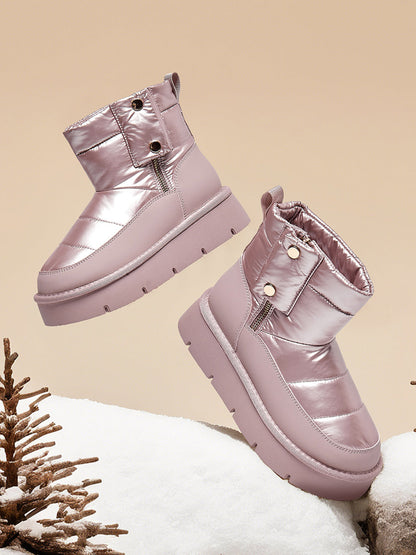 Pink Quilted Platform Snow Boots