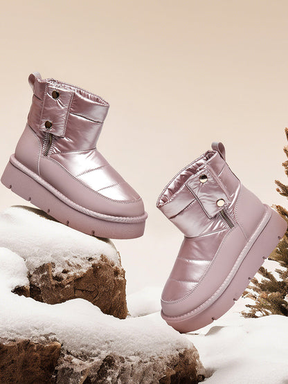 Pink Quilted Platform Snow Boots