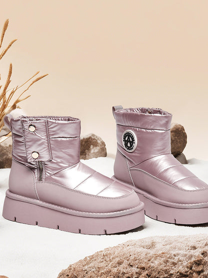 Pink Quilted Platform Snow Boots