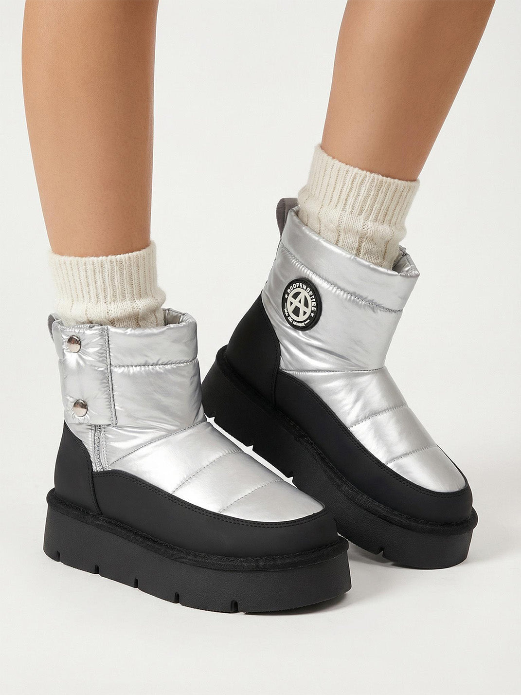 Pink Quilted Platform Snow Boots
