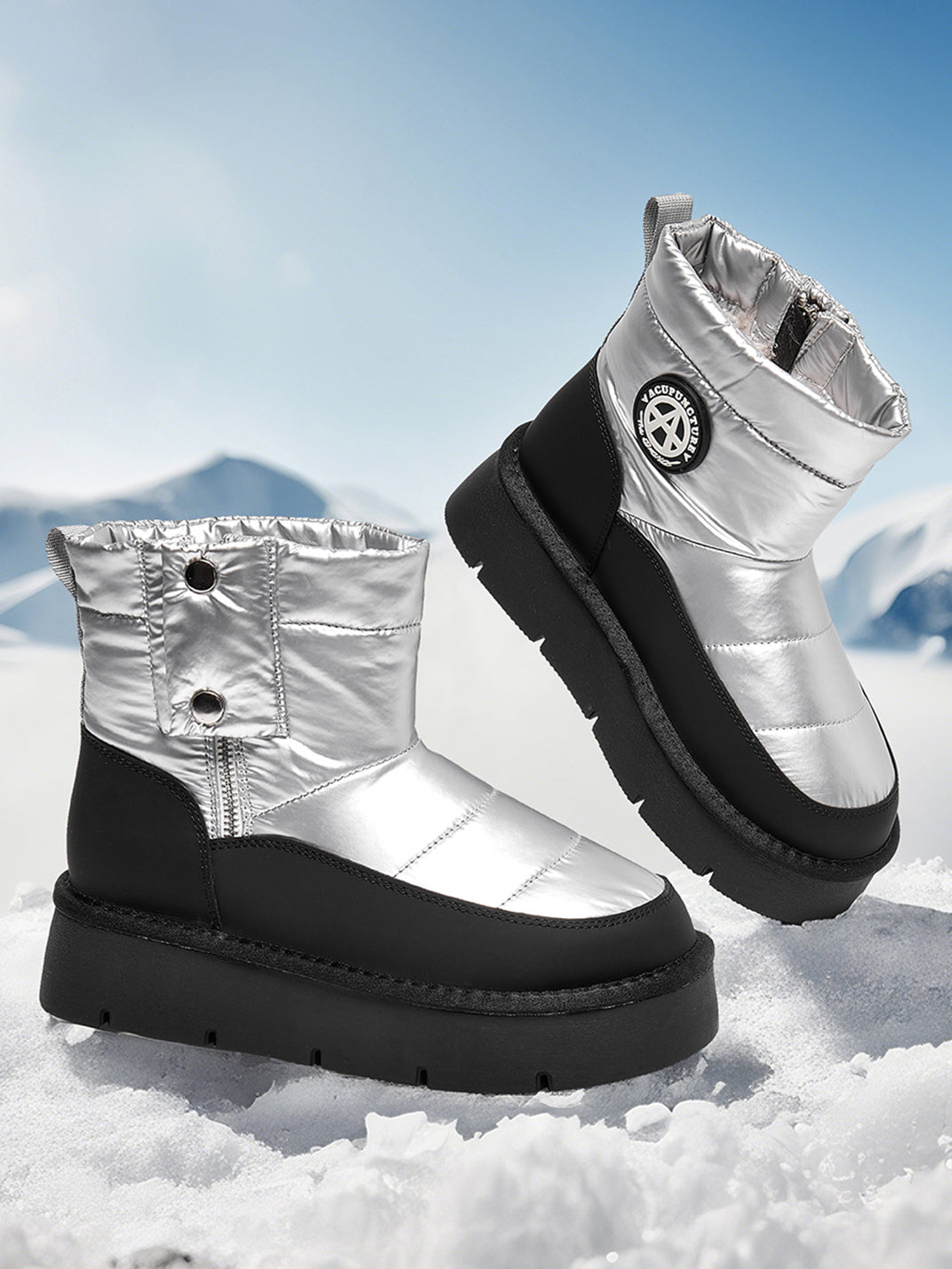 Pink Quilted Platform Snow Boots