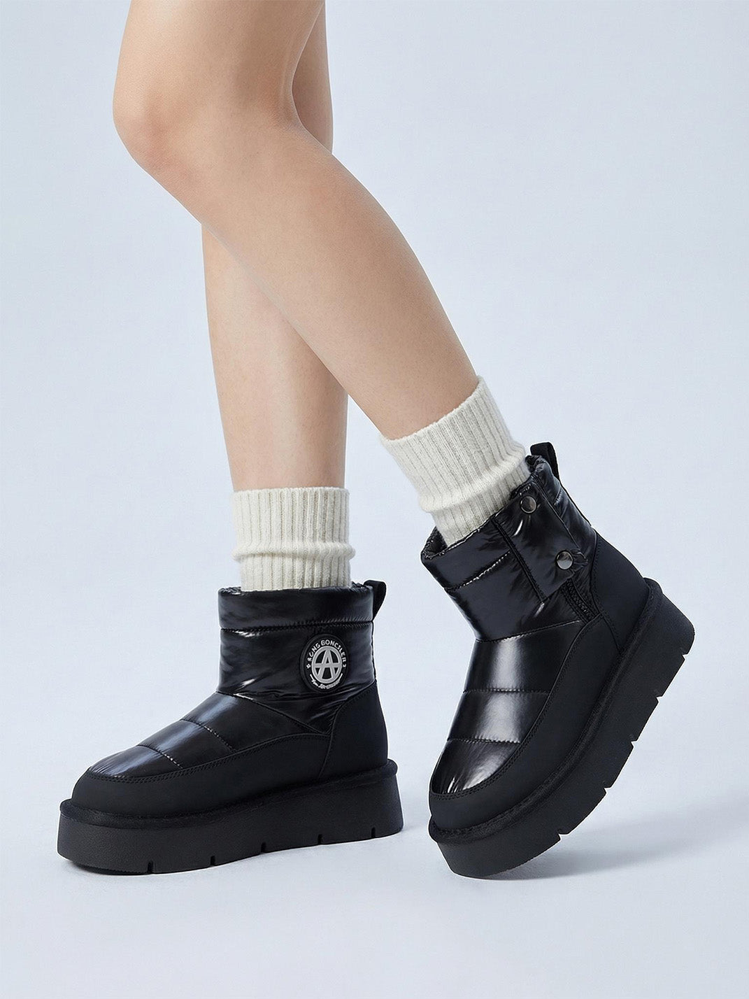 Pink Quilted Platform Snow Boots