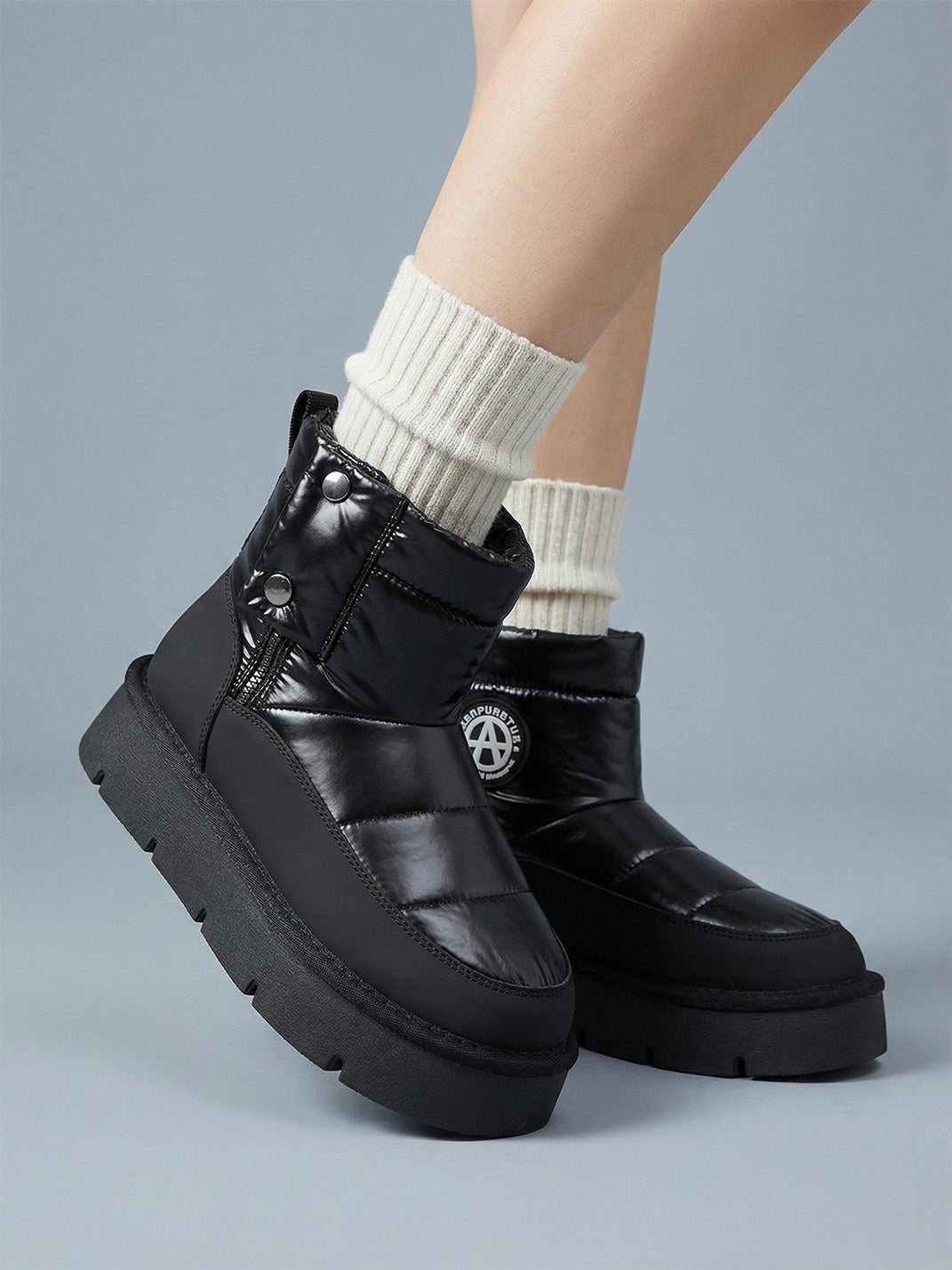 Pink Quilted Platform Snow Boots